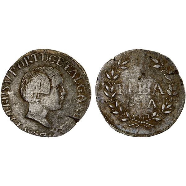 PORTUGUESE INDIA: GOA: Pedro V, 1853-1861, AR rupia, 1857, F-VF