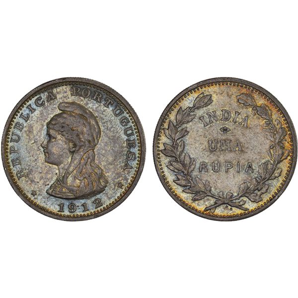 PORTUGUESE INDIA: Republic, AR rupia, 1912/1, XF
