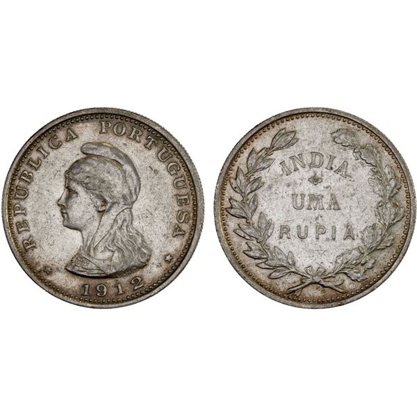 PORTUGUESE INDIA: Republic, AR rupia, 1912/1, XF