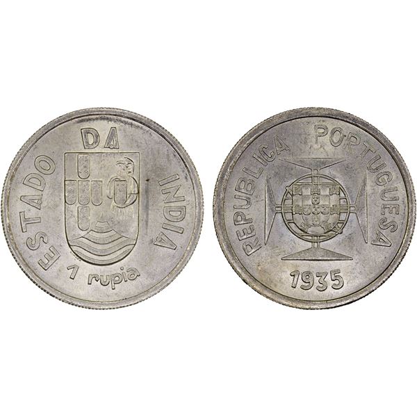 PORTUGUESE INDIA: Republic, AR rupia, 1935, Choice Unc