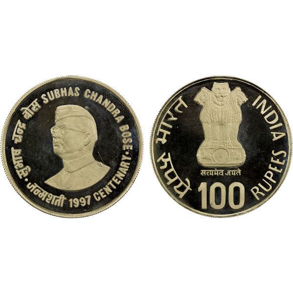 INDIA: Republic, AR 100 rupees, 1997, Proof