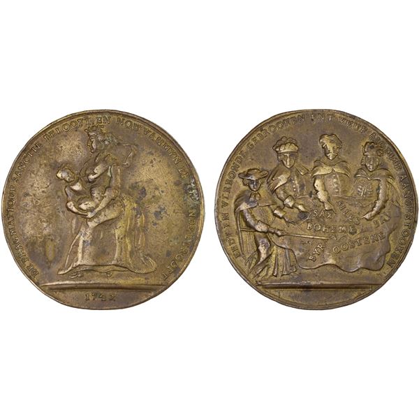 AUSTRIA: AE medal (15.66g), 1742, VF-XF