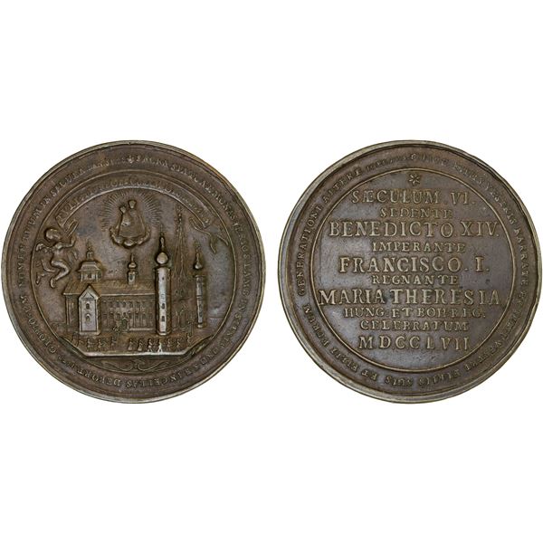 AUSTRIA: AE medal, 1757, VF