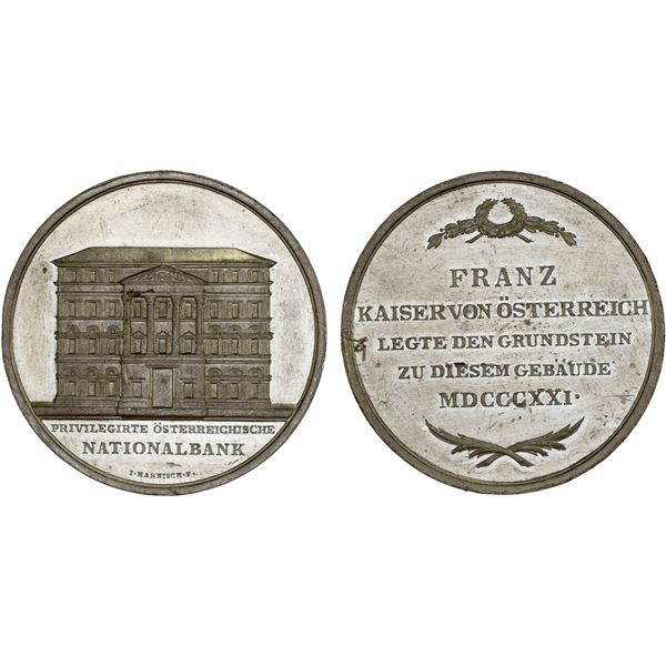 AUSTRIA: Franz I, 1806-1835, zinc medal (30.81g), 1821, AU