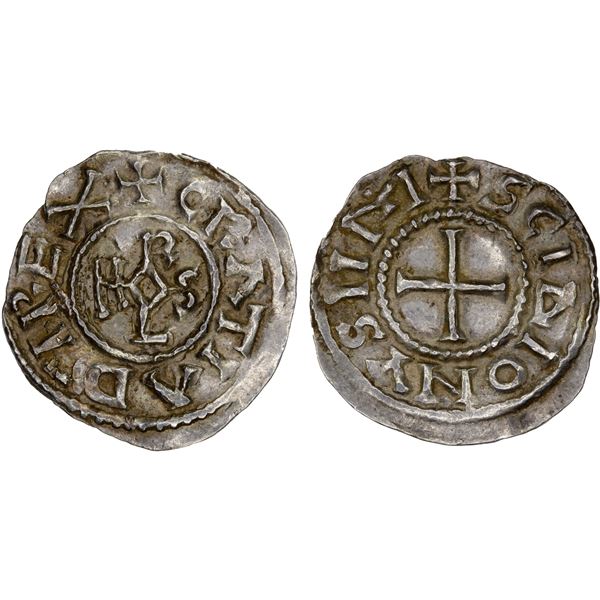 FRANCE: CAROLINGIAN: Charles, the Bald, 840-877, AR denier (1.81g), Saint-Denis, XF-AU