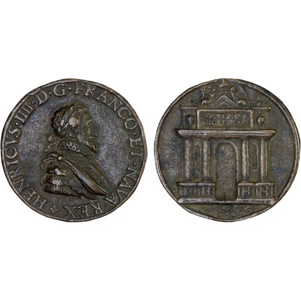 FRANCE: Henri IV, 1589-1610, AE medal (19.21g), ND, VF