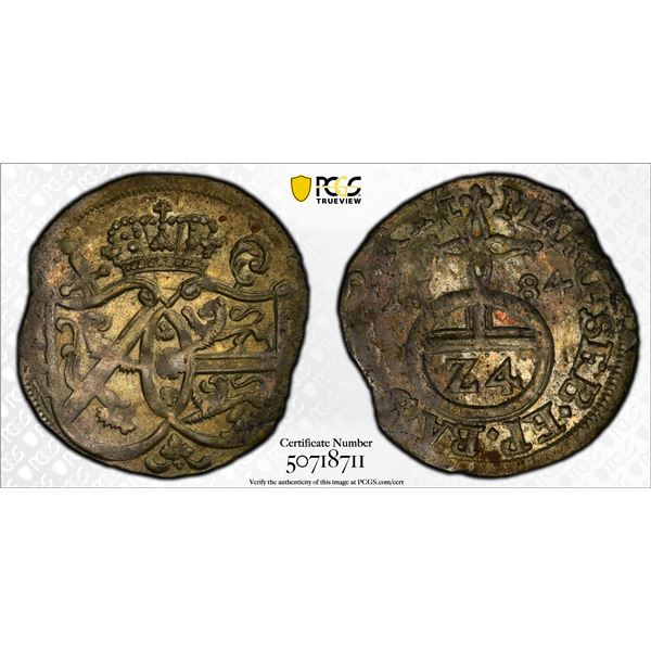 BAMBERG: Marquard Sebastian Schenk of Stauffenberg, 1683-1693, AR 1/24 thaler (groschen), 1684, PCGS