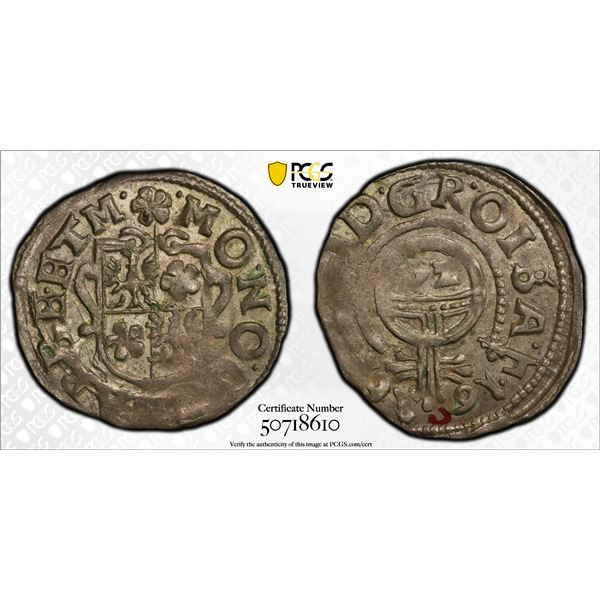 BARBY: Wolfgang Friedrich, 1615-1619, AR 1/24 thaler (groschen), 1616, PCGS AU58
