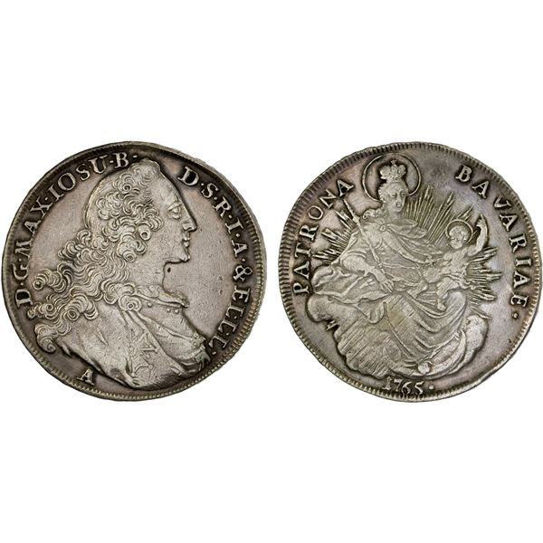 BAVARIA: Maximilian III Josef, 1745-1777, AR thaler, Amberg, 1765-A, F-VF
