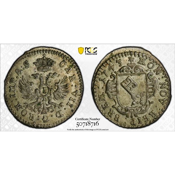 BREMEN: Free City, AR groten, 1743, PCGS MS63