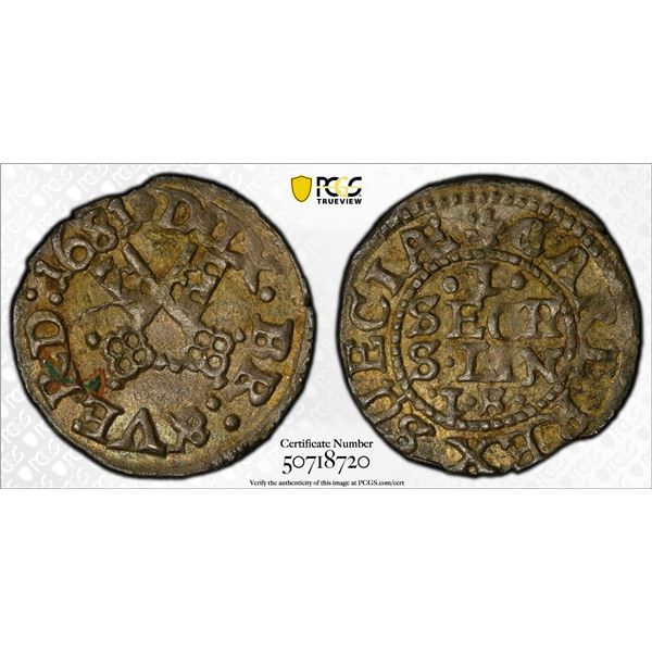 BREMEN & VERDEN: Karl XI, 1660-1697, AR sechsling, 1681, PCGS AU55