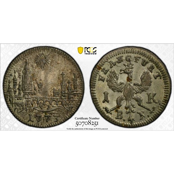 FRANKFURT AM MAIN: Free Imperial City, BI kreuzer, 1773, PCGS MS64
