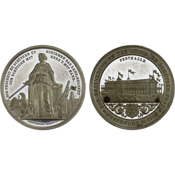 FRANKFURT AM MAIN: Free City, zinc medal (25.73g), 1862, Unc