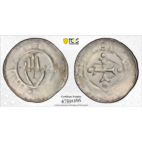 HALL IN SWABIA: AR heller (0.68g), Schwabisch, ND (1300-99), PCGS AU58