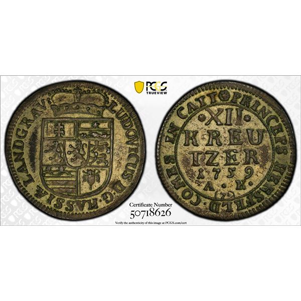 HESSE-DARMSTADT: Louis VIII, 1739-1768, AR 12 kreuzer, 1759, PCGS AU55