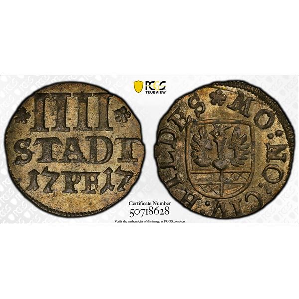 HILDESHEIM: Free Imperial City, BI 4 pfennig, 1717, PCGS MS64
