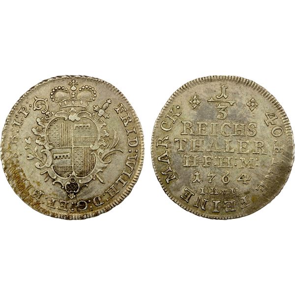 HILDESHEIM: Friedrich Wilhelm, Bishop, 1763-1789, AR 1/3 thaler, 1764, Choice XF