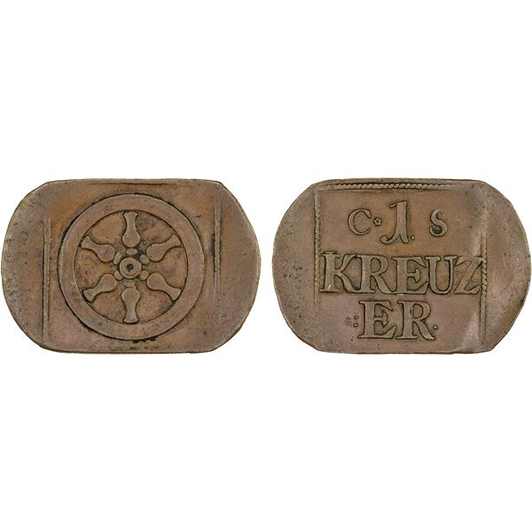 MAINZ: City, AE kreuzer token (6.31g), ND (1600-1700), Choice VF