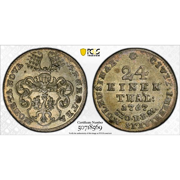 MÜHLHAUSEN: Free Imperial City, BI 1/24 thaler, 1767, PCGS MS64