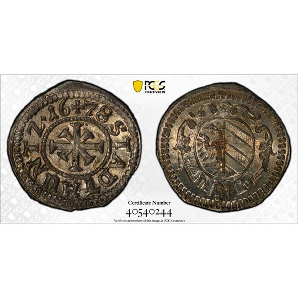 NUREMBERG: Free Imperial City, AR kreuzer, 1678, PCGS MS65