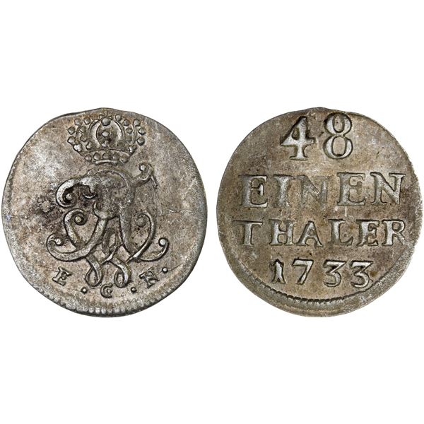 PRUSSIA: Friedrich Wilhelm I, 1713-1740, AR 1/48 thaler, 1748, AU