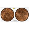 Image 1 : PRUSSIA: Friedrich Wilhelm IV, 1840-1861, AE 3 pfennig, 1856-A, PCGS MS65 RD