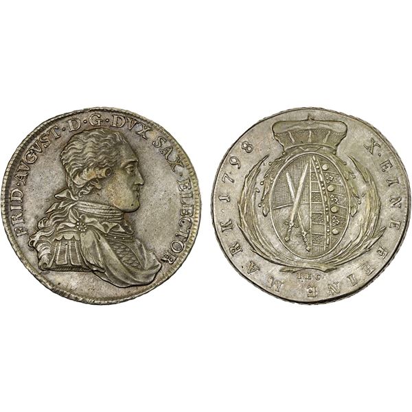 SAXONY: Friedrich August III, 1763-1806, AR thaler, 1798, Choice XF