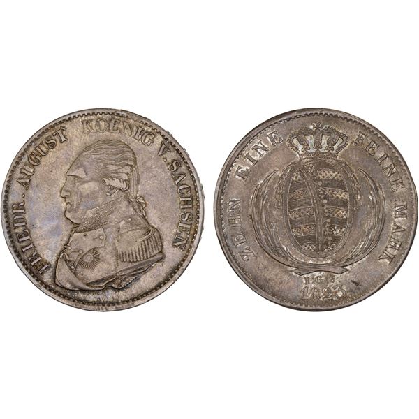 SAXONY: Friedrich August I, 1806-1827, AR thaler, 1823, VF-XF