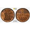 SAXONY: Anton I, 1827-1836, AE pfennig, 1833, PCGS MS64 RB