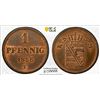 SAXONY: Johann, 1854-1873, AE pfennig, 1856-F, PCGS MS64 RB
