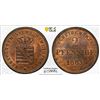 SAXE-MEININGEN: Bernhard II, 1803-1863, AE 2 pfennig, 1863, PCGS MS63 RB