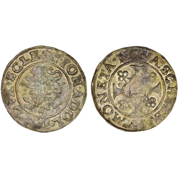 SCHLESWIG-HOLSTEIN-GOTTORP: Johann Adolf, 1590-1616, AR 1/16 thaler (15)96, XF