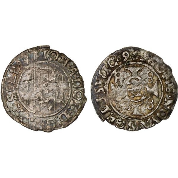 SCHLESWIG-HOLSTEIN-GOTTORP: Johann Adolf, 1590-1616, AR 1/32 thaler, [15]96, VF