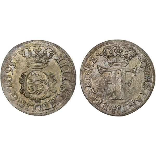 SCHLESWIG-HOLSTEIN-GOTTORP: Friedrich IV, 1694-1702, AR 4 schilling, 1695, VF-XF