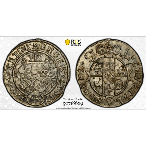 TRIER: Karl III Joseph von Lothringen, 1711-1715, AR 3 petermenger, 1712, PCGS MS63