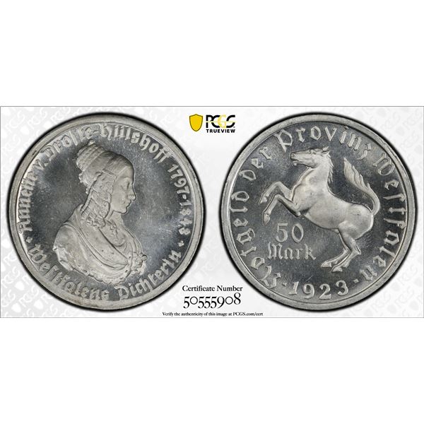 WESTPHALIA: 50 mark, 1923, PCGS MS66