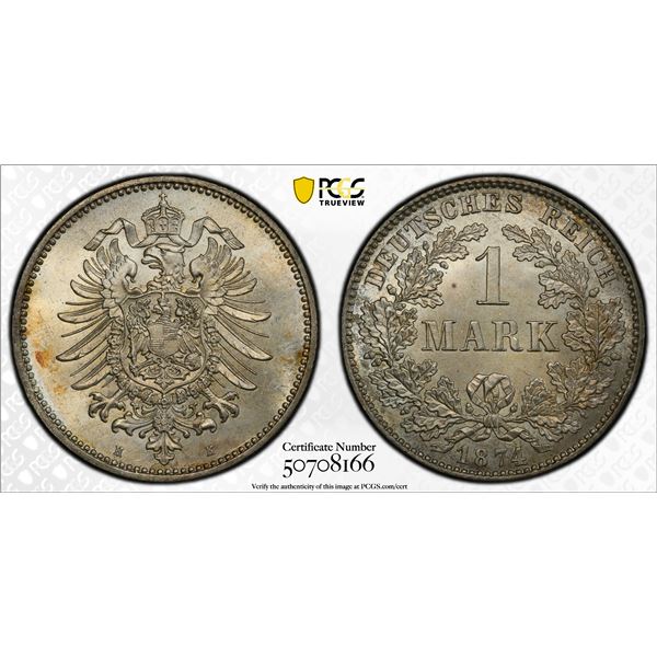 GERMANY: Kaiserreich, AR mark, 1874-H, PCGS MS66