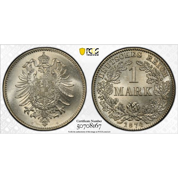 GERMANY: Kaiserreich, AR mark, 1874-G, PCGS MS65