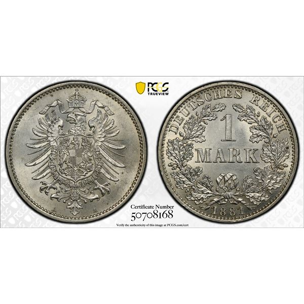 GERMANY: Kaiserreich, AR mark, 1881-A, PCGS MS63