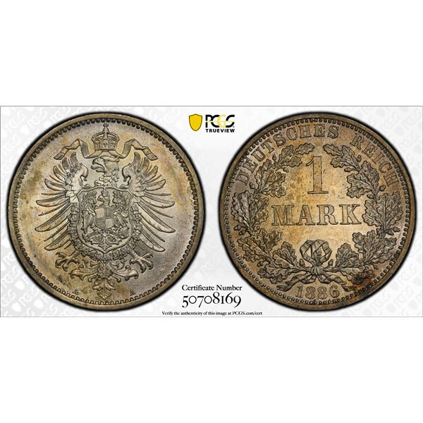 GERMANY: Kaiserreich, AR mark, 1886-A, PCGS MS63