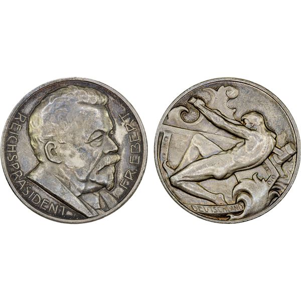 GERMANY: Weimar Republic, AR medal (14.79g), 1919, AU