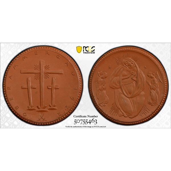 GERMANY: Weimar Republic, brown porcelain medal, Oberammergau, 1922, PCGS MS64