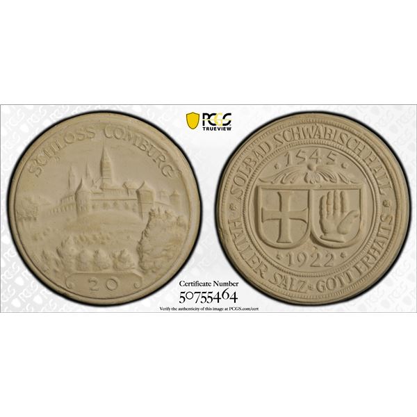 GERMANY: Weimar Republic, 20 mark, Gaildorf, 1922, PCGS MS63