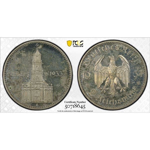GERMANY: Third Reich, AR 2 reichsmark, 1934-A, PCGS Proof 63 CAM