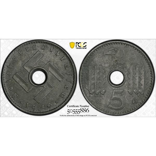 GERMANY: Third Reich, 5 reichspfennig, 1940-A, PCGS MS61