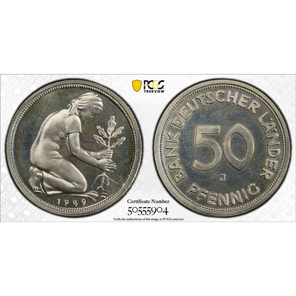 GERMANY: Federal Republic, 50 pfennig, 1949-J, PCGS Proof 65