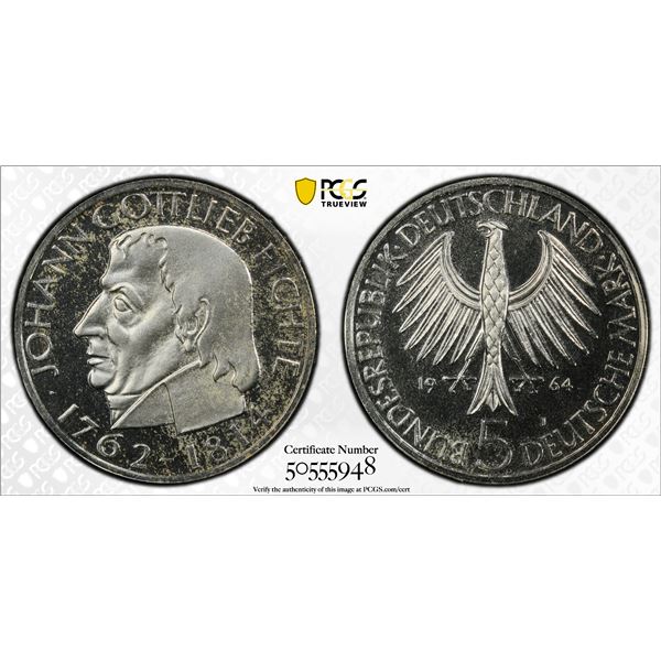 GERMANY: Federal Republic, AR 5 deutsche mark, 1964-J, PCGS Proof 65 CAM