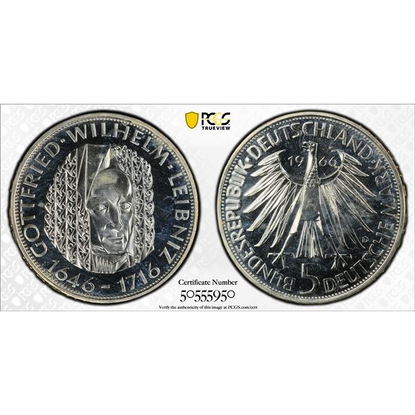 GERMANY: Federal Republic, AR 5 deutsche mark, 1966-D, PCGS Proof 64