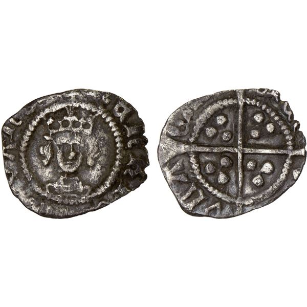 ENGLAND: Henry VI, First Reign, 1422-1461, AR halfpenny (0.31g), Calais, ND (1430-33), VF