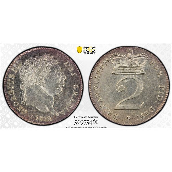 GREAT BRITAIN: George III, 1760-1820, AR 2 pence, 1818, PCGS MS64